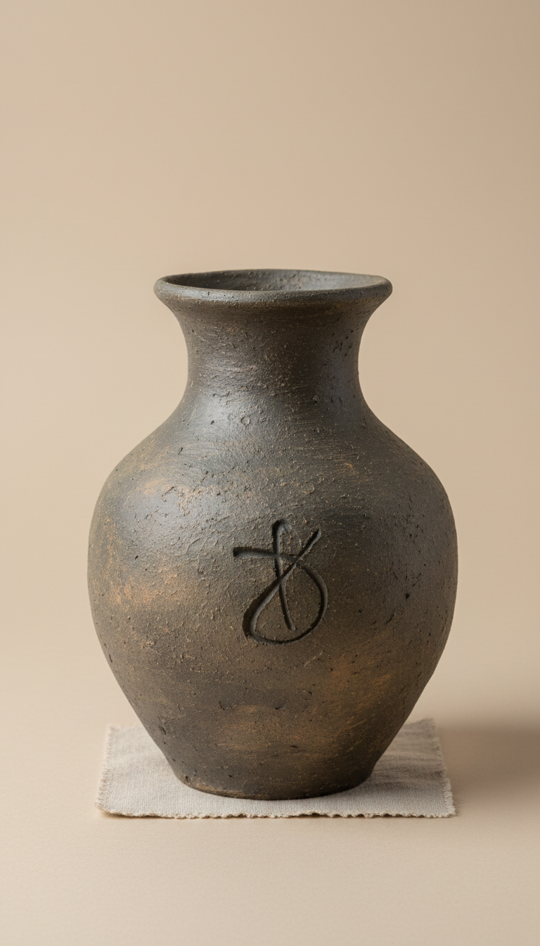 Charcoal Clay Vase Sculpted Form